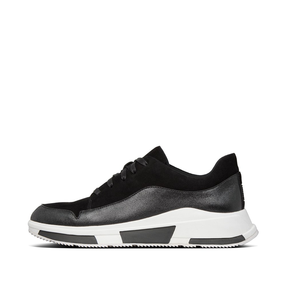 Fitflop Womens Sneakers - Freya Suede - Black - 674-QIZPKM